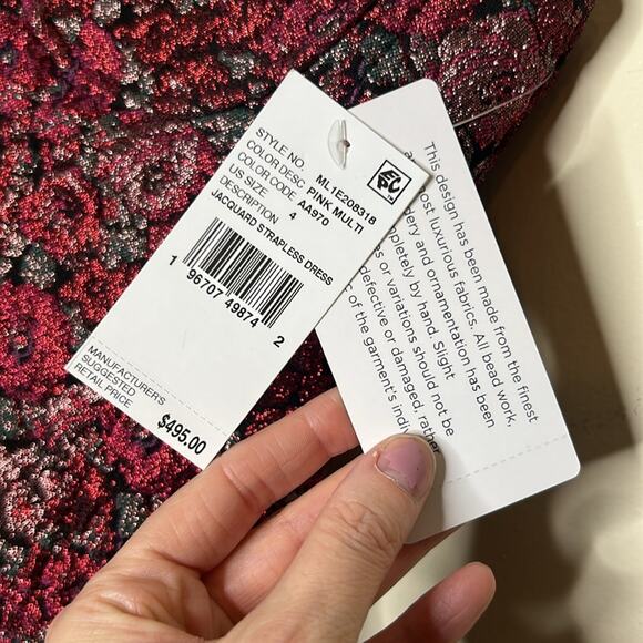 Liv Foster Dress Floral Strapless Mini Jacquard Sweatheart Neckline NWT - Picture 5 of 7